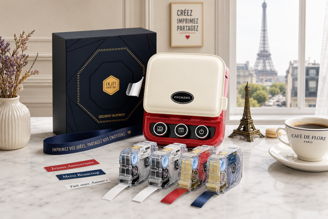 Imprimante à ruban Phomemo P15, étiqueteuse Bluetooth pour emballages cadeaux et applications professionnelles