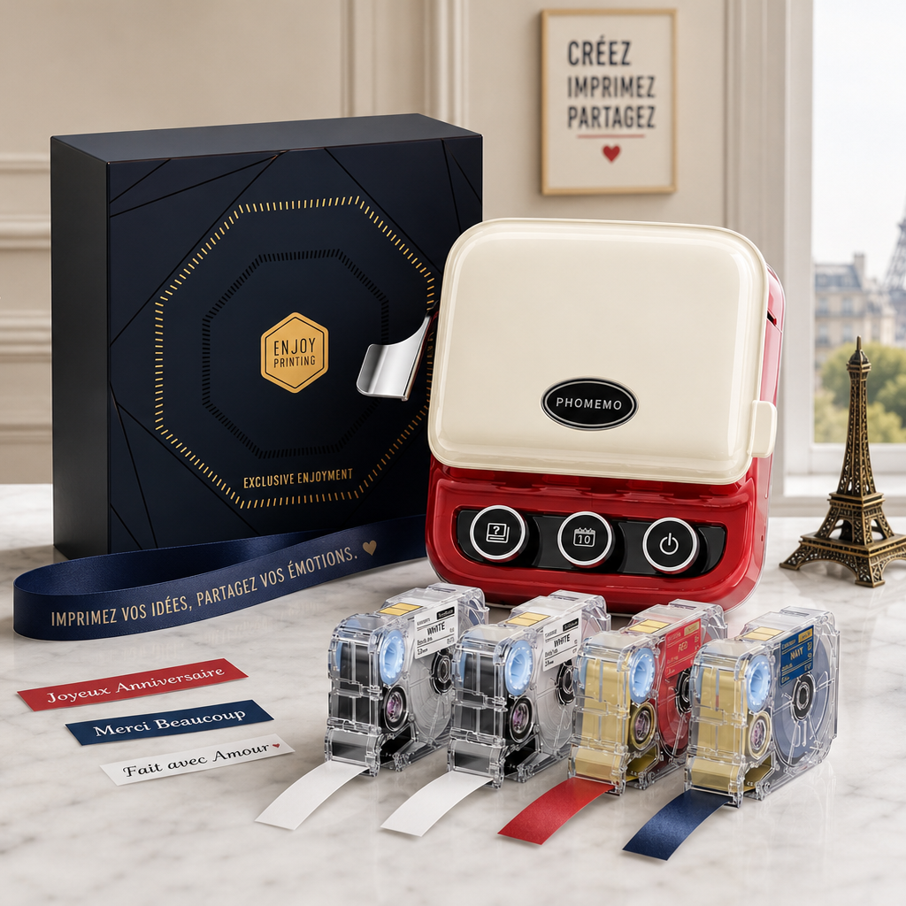 Imprimante à ruban Phomemo P15, étiqueteuse Bluetooth pour emballages cadeaux et applications professionnelles