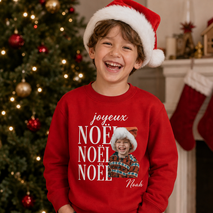 Sweat-shirt imprimé de Noël avec photos de famille personnalisables, un cadeau de Noël parfait