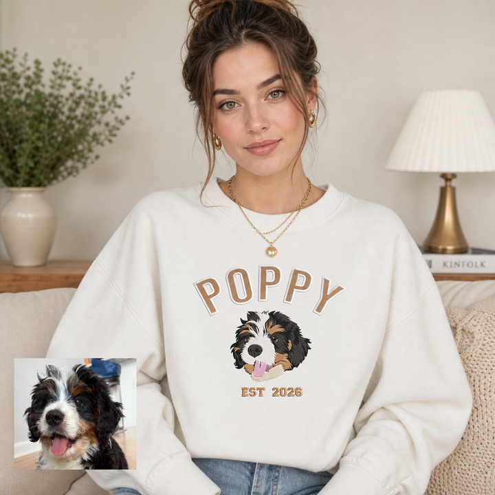 Sweat-shirt brodé personnalisé avec portrait de votre animal de compagnie – un souvenir parfait pour les amoureux des animaux