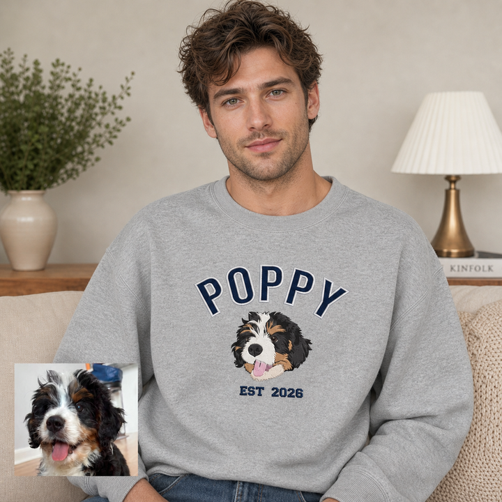 Sweat-shirt brodé personnalisé avec portrait de votre animal de compagnie – un souvenir parfait pour les amoureux des animaux