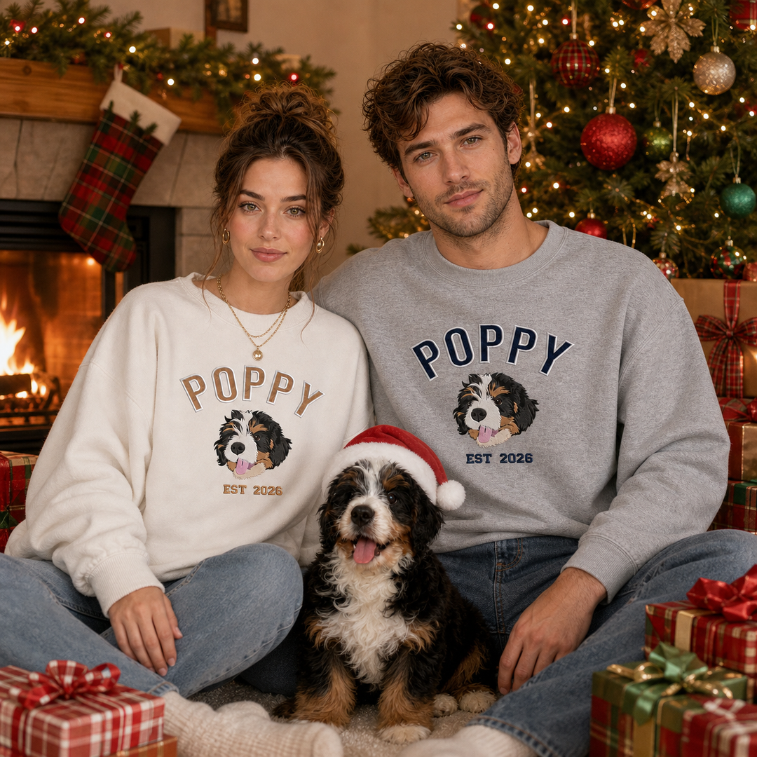 Sweat-shirt brodé personnalisé avec portrait de votre animal de compagnie – un souvenir parfait pour les amoureux des animaux