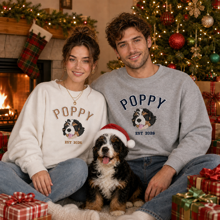 Sweat-shirt brodé personnalisé avec portrait de votre animal de compagnie – un souvenir parfait pour les amoureux des animaux