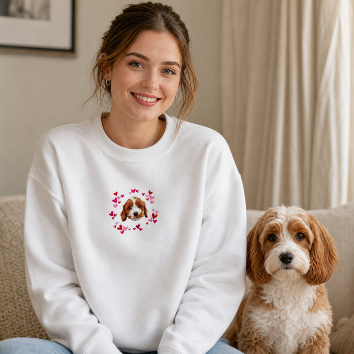Sweat-shirt brodé avec portrait d'animal de compagnie - Un amour éternel pour les animaux de compagnie