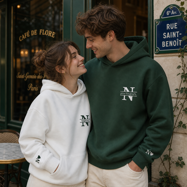 Sweat-shirts de Couple Personnalisés avec Initiales & Mots Doux | "Toujours & Pour Toujours" – Cadeau Romantique Saint-Valentin & Anniversaire