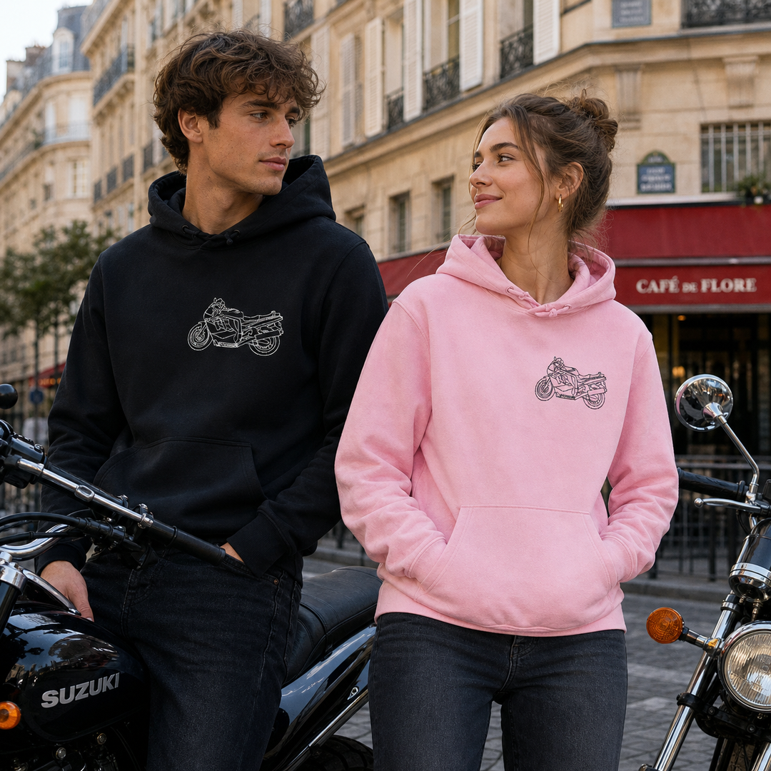 Sweat-shirt avec broderie personnalisée du contour d’une voiture – Le cadeau idéal pour les passionnés d’automobile
