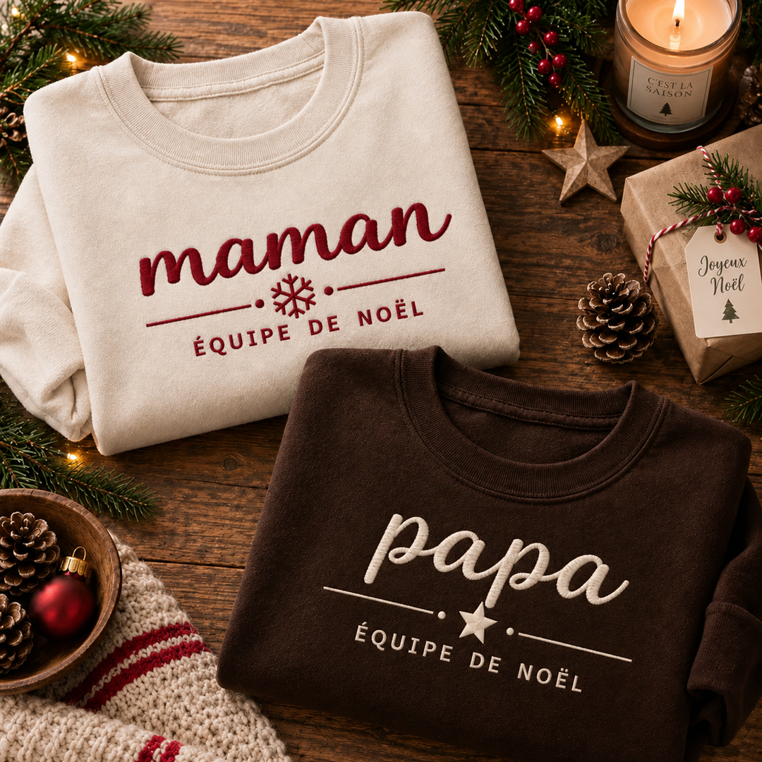 Sweat-shirt de Noël brodé personnalisé, cadeau de Noël pour la famille