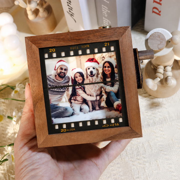 Boîte à Flipbook à Manivelle Personnalisée, Style Pellicule de Film avec Photos de Famille – Cadeau de Noël