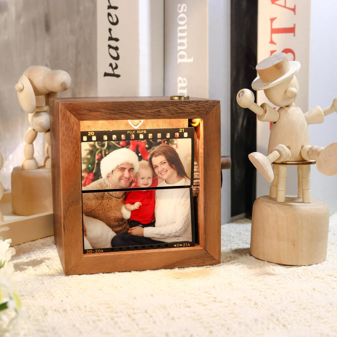 Boîte à Flipbook à Manivelle Personnalisée, Style Pellicule de Film avec Photos de Famille – Cadeau de Noël