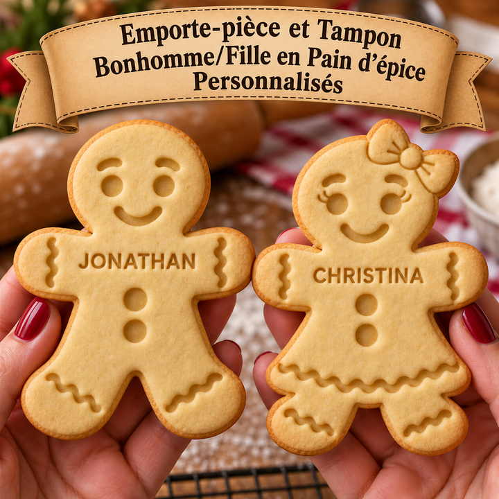 Emporte-pièce Personnalisé pour Biscuits en Pain d’Épices – Modèle Garçon ou Fille avec Prénom
