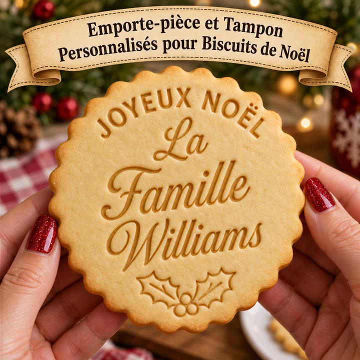 Emporte-pièce et tampon personnalisés pour biscuits de Noël en famille
