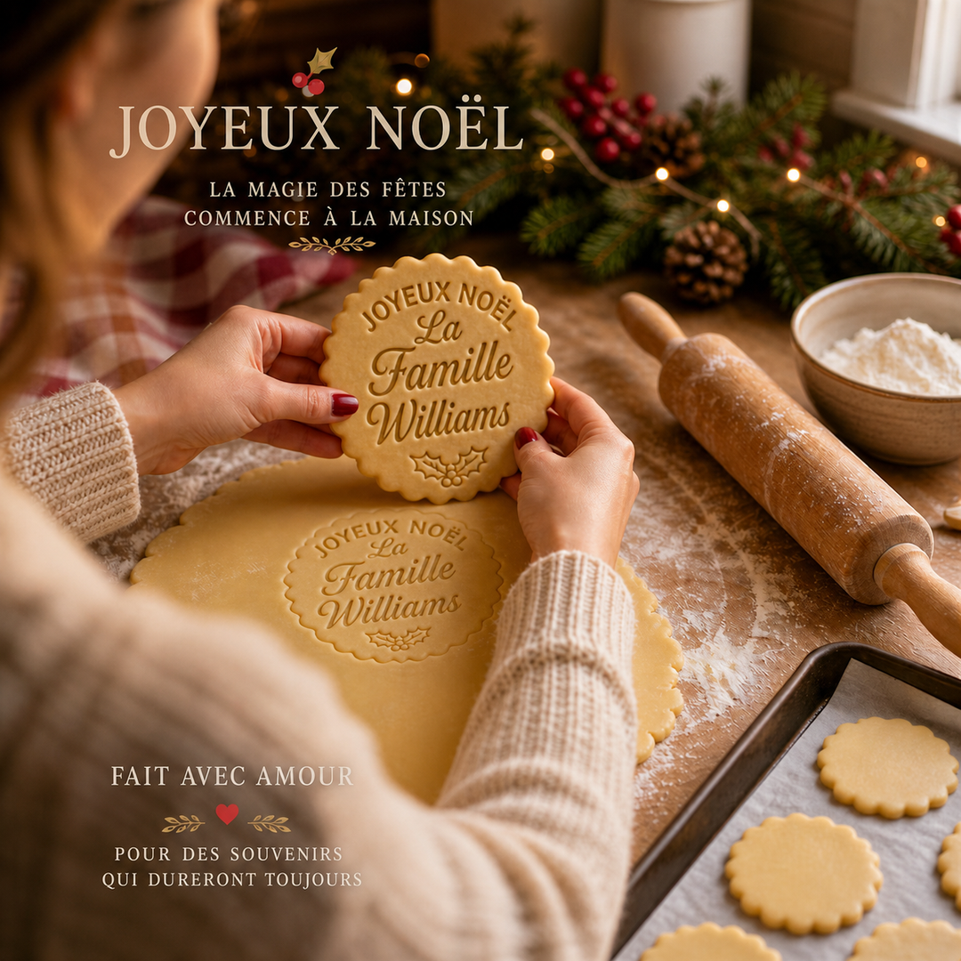 Emporte-pièce et tampon personnalisés pour biscuits de Noël en famille