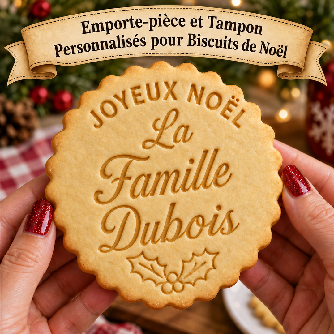 Emporte-pièce et tampon personnalisés pour biscuits de Noël en famille