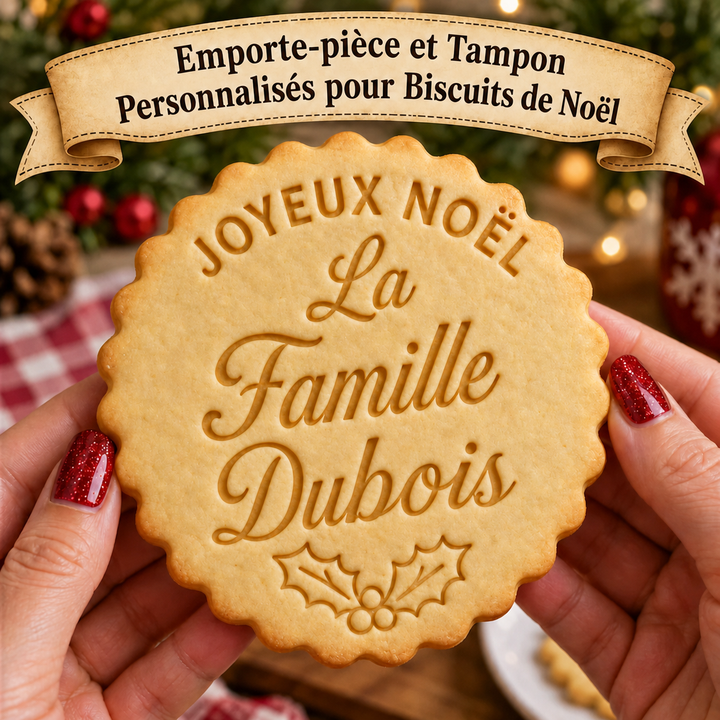 Emporte-pièce et tampon personnalisés pour biscuits de Noël en famille