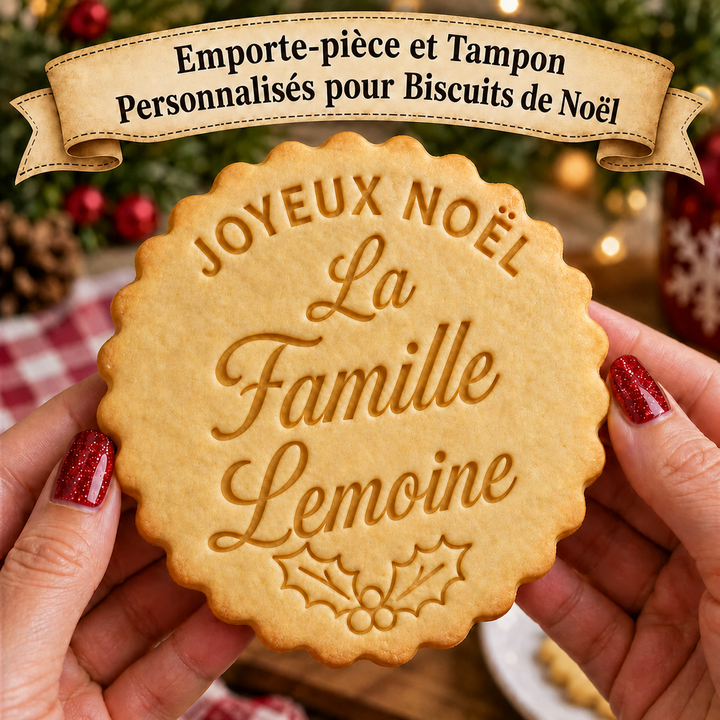 Emporte-pièce et tampon personnalisés pour biscuits de Noël en famille