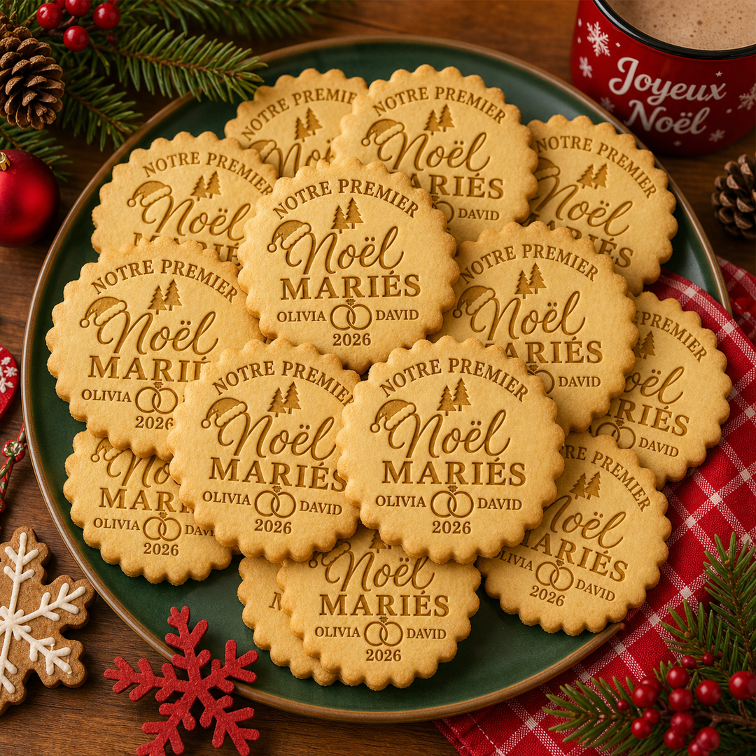 Emporte-pièce Personnalisé Premier Noël Mariés,Notre Premier Noël Mariés