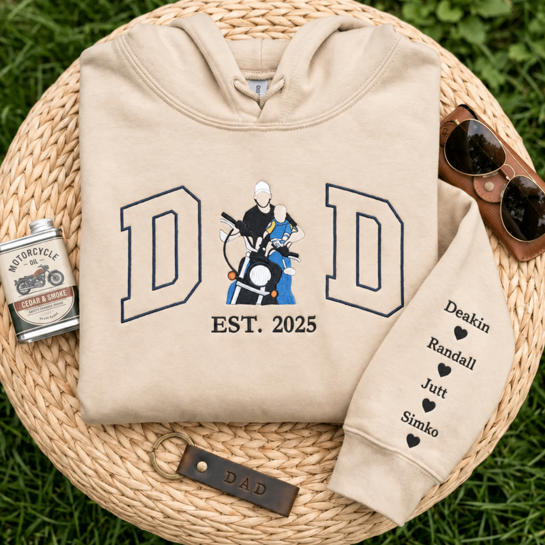 Sweat-shirt personnalisé avec portrait brodé pour maman et papa,Cadeau de Noël