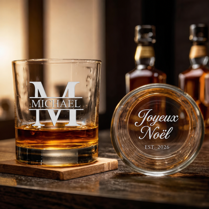 Verre à Whisky Personnalisé avec Nom et Message Gravés – Cadeau pour Papa et Homme