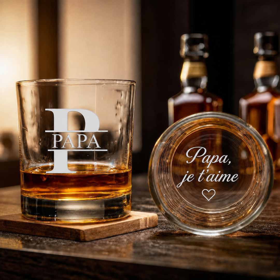Verre à Whisky Personnalisé avec Nom et Message Gravés – Cadeau pour Papa et Homme