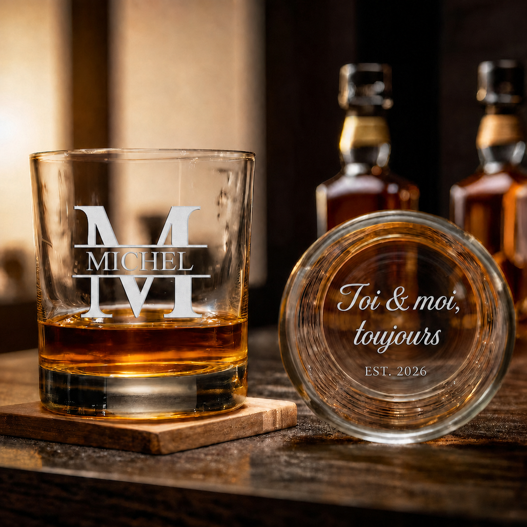 Verre à Whisky Personnalisé avec Nom et Message Gravés – Cadeau pour Papa et Homme
