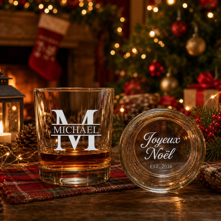 Verre à Whisky Personnalisé avec Nom et Message Gravés – Cadeau pour Papa et Homme