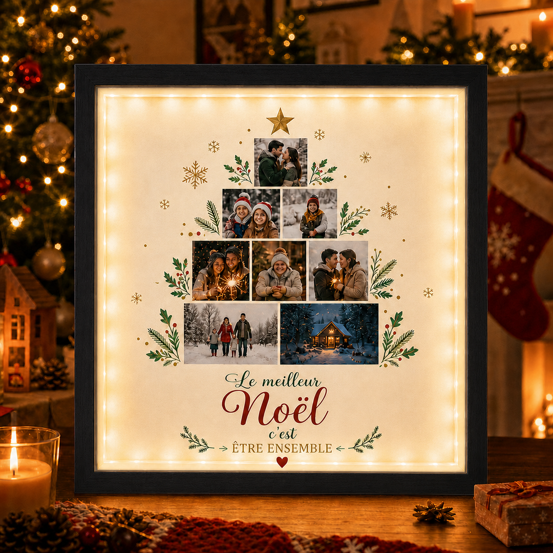 Cadre Photo Sapin de Noël Personnalisé pour Toute la Famille