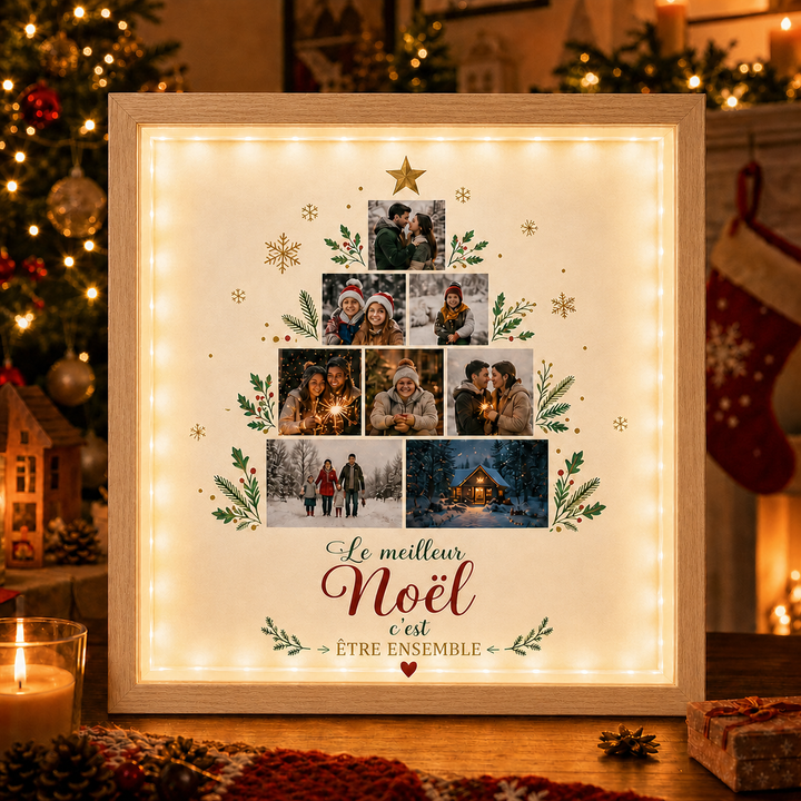 Cadre Photo Sapin de Noël Personnalisé pour Toute la Famille