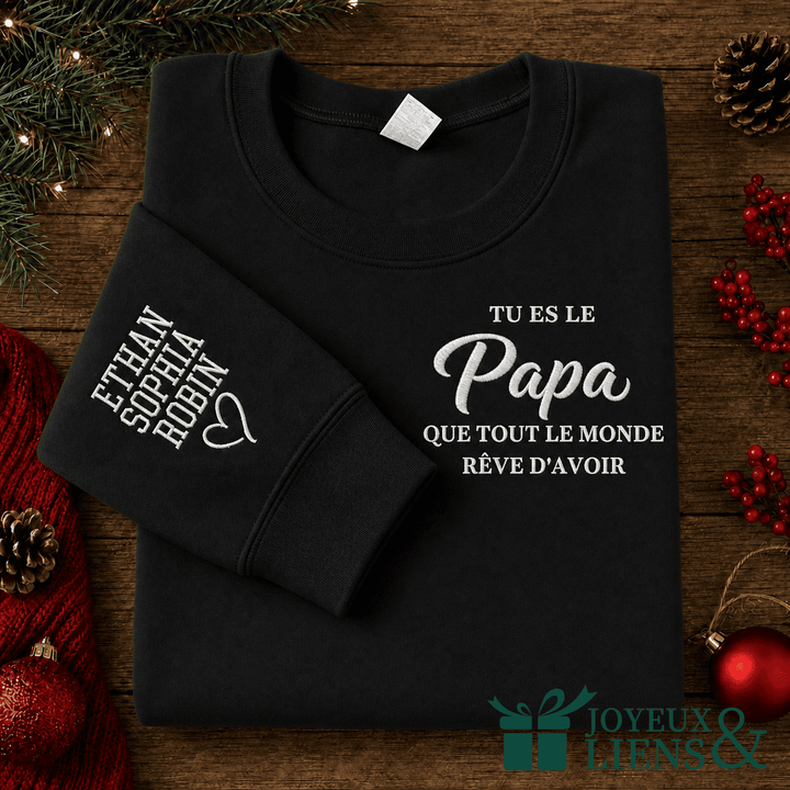 Sweat-shirt familial brodé personnalisé-TU ES LA Maman QUE TOUT LE MONDE REVE D'AVOIR