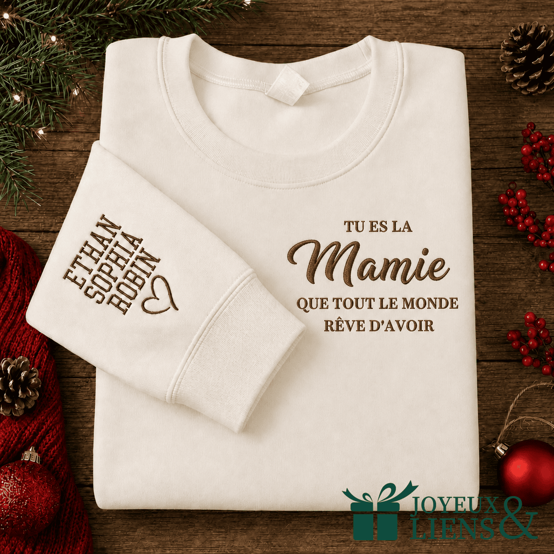 Sweat-shirt familial brodé personnalisé-TU ES LA Maman QUE TOUT LE MONDE REVE D'AVOIR