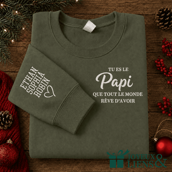 Sweat-shirt familial brodé personnalisé-TU ES LA Maman QUE TOUT LE MONDE REVE D'AVOIR