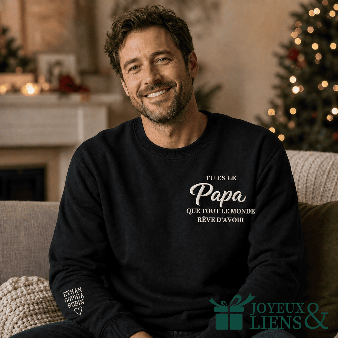 Sweat-shirt familial brodé personnalisé-TU ES LA Maman QUE TOUT LE MONDE REVE D'AVOIR