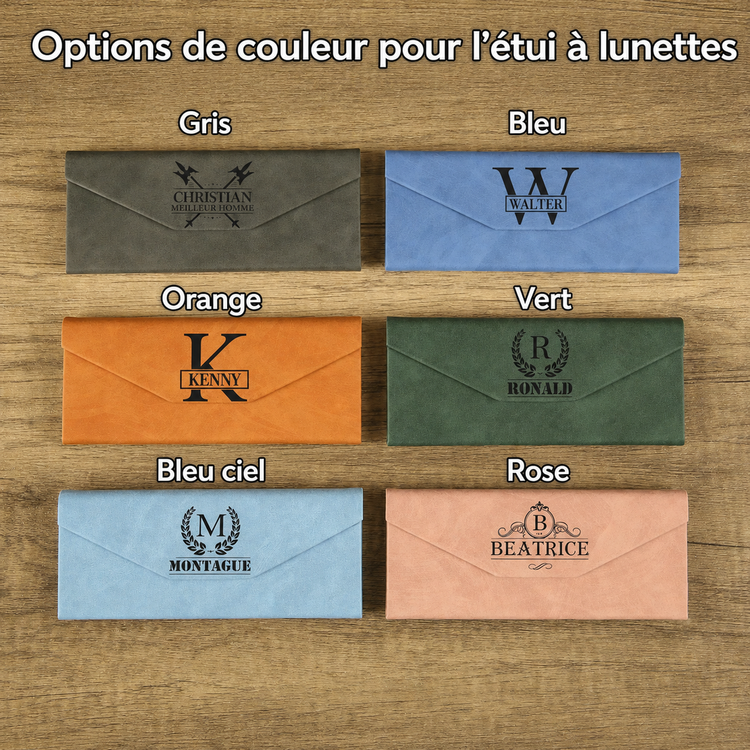 Étui à lunettes pliable en cuir, personnalisable, pour hommes et femmes – Un cadeau idéal pour les fêtes