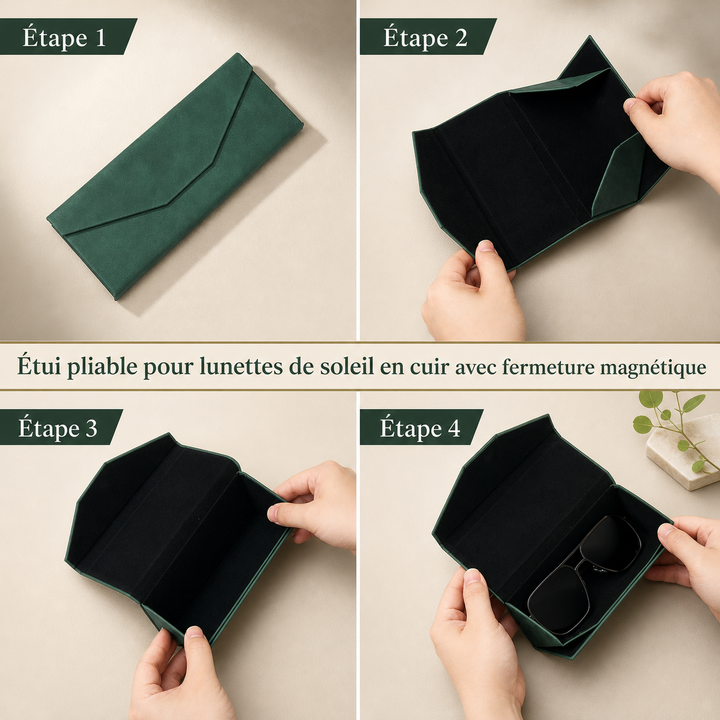 Étui à lunettes pliable en cuir, personnalisable, pour hommes et femmes – Un cadeau idéal pour les fêtes