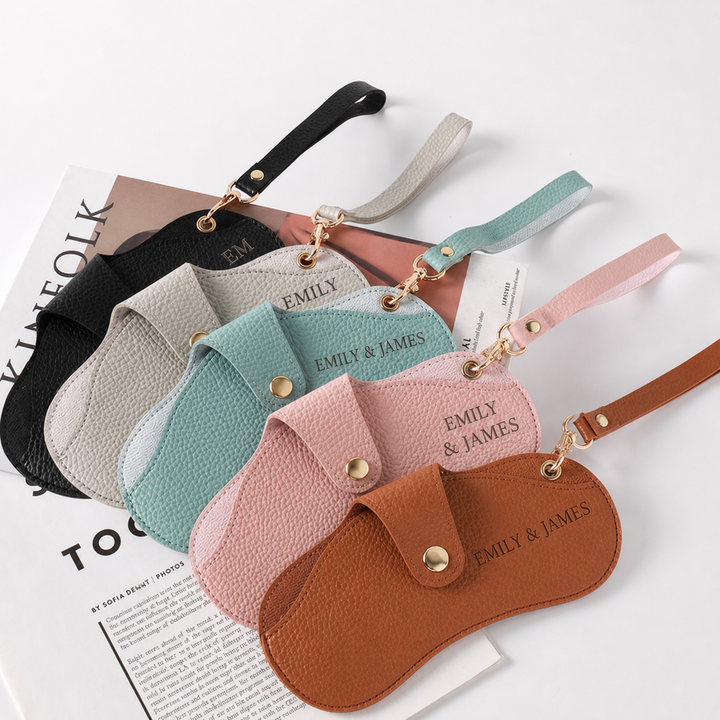Étui à lunettes en cuir personnalisé avec un prénom, cadeau pour elle ou lui