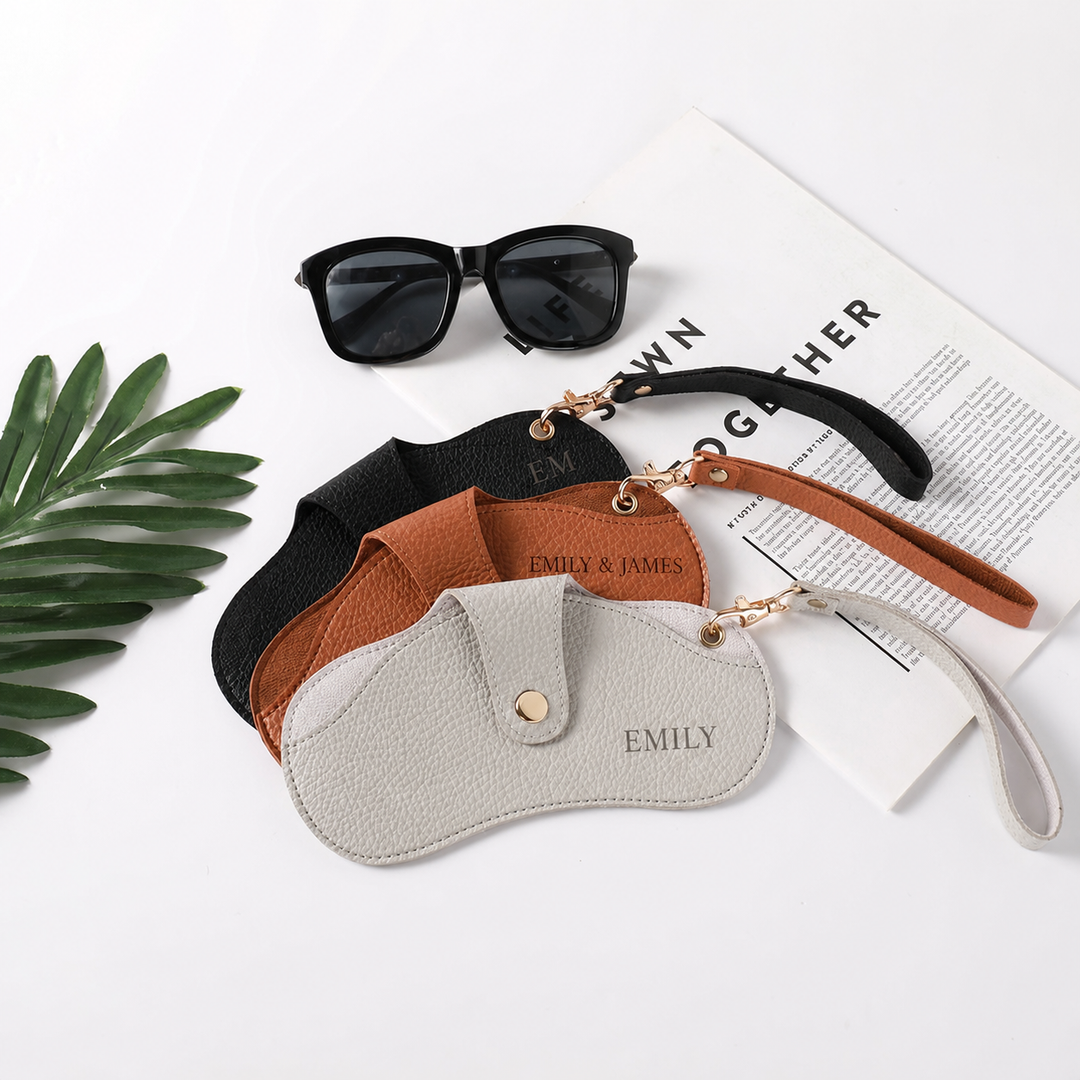Étui à lunettes en cuir personnalisé avec un prénom, cadeau pour elle ou lui