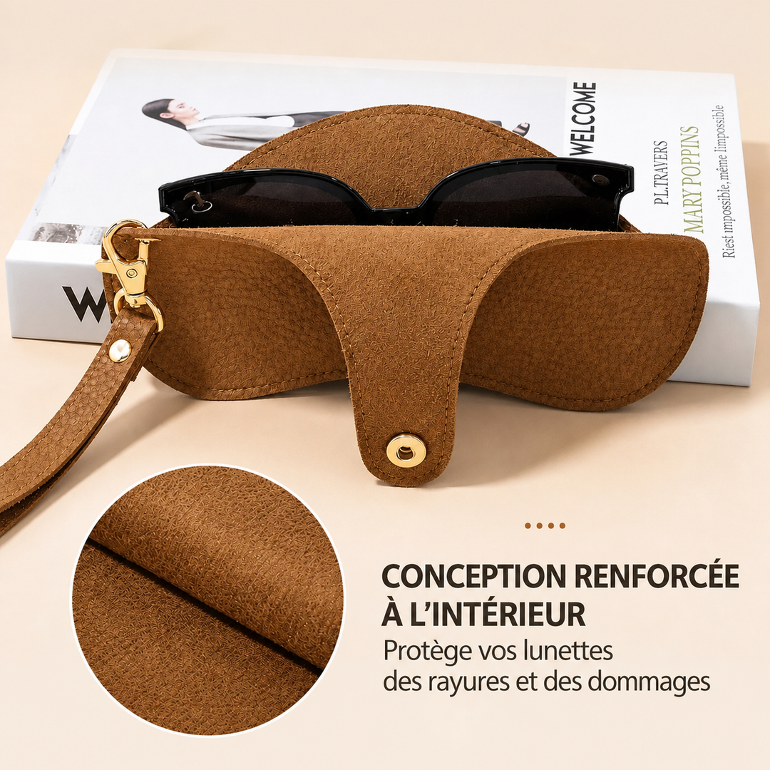 Étui à lunettes en cuir personnalisé avec un prénom, cadeau pour elle ou lui