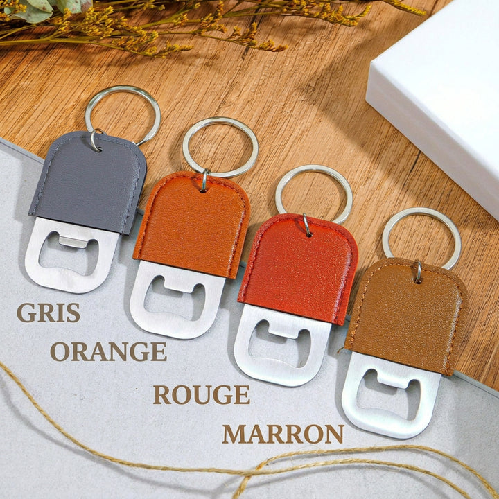 Porte-clés décapsuleur personnalisé en cuir et métal, pour homme / papa / petit ami