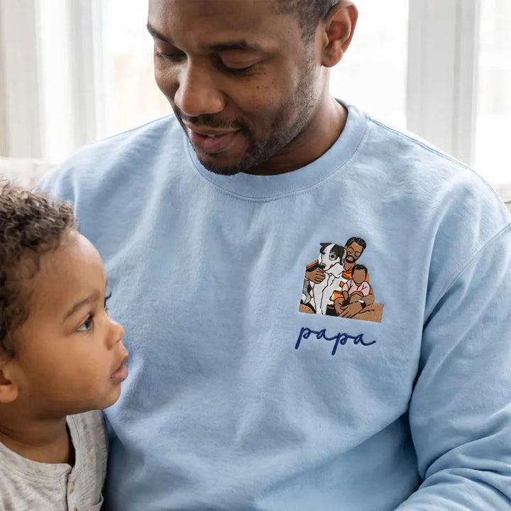 Sweat-shirt personnalisé avec portrait brodé pour maman et papa