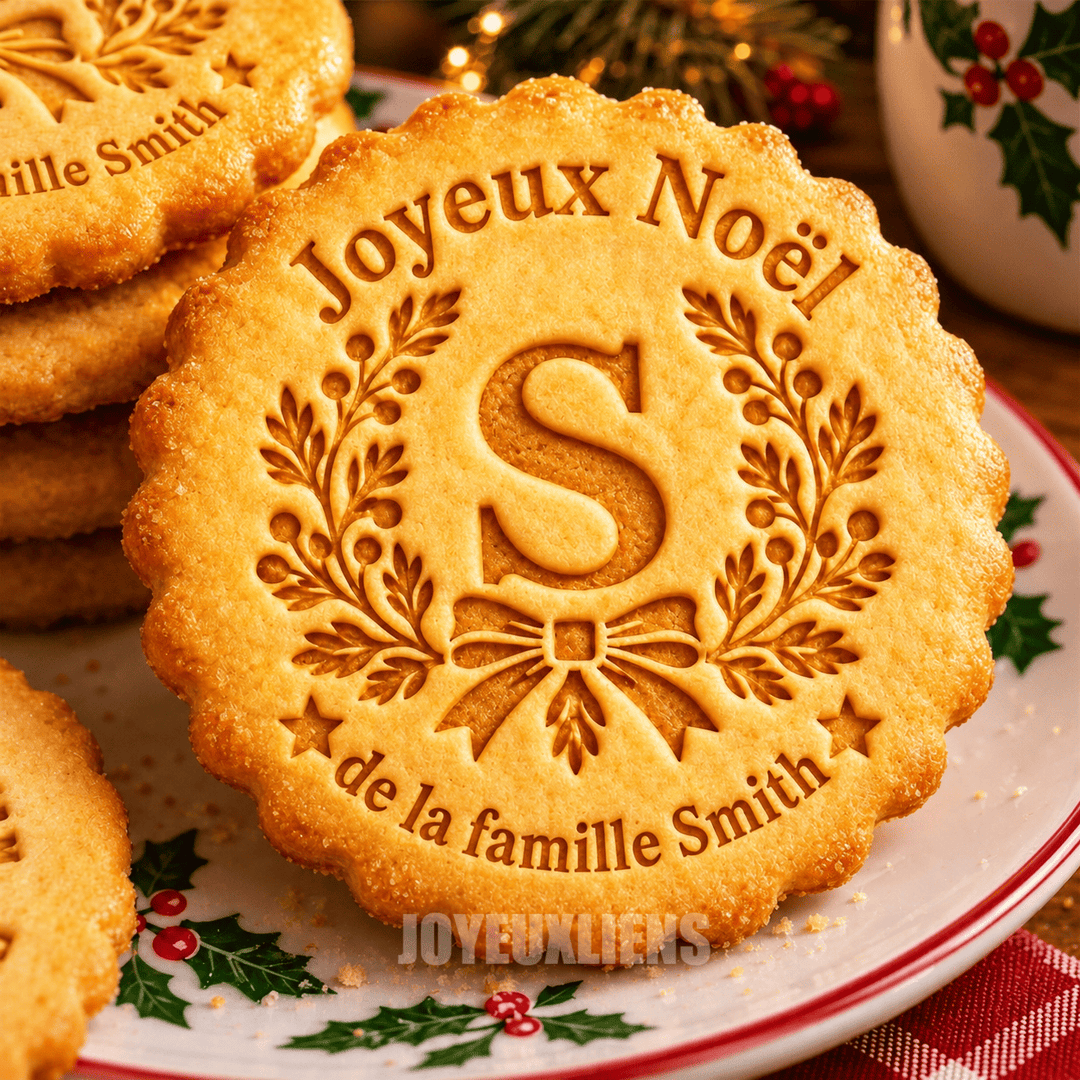 Tampons et emporte-pièces à biscuits — Joyeux Noël de la part de la famille