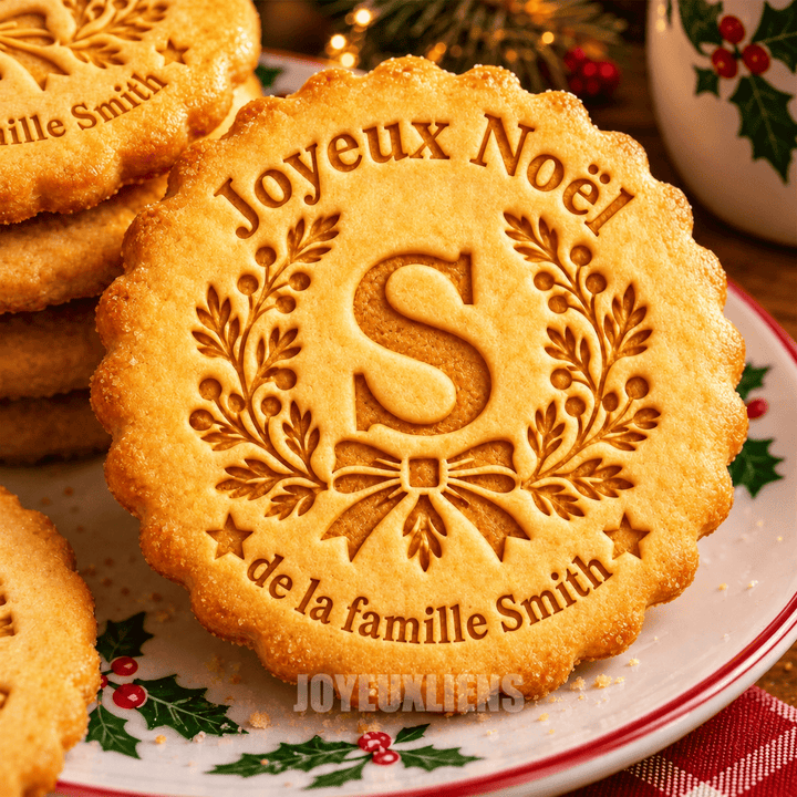 Tampons et emporte-pièces à biscuits — Joyeux Noël de la part de la famille