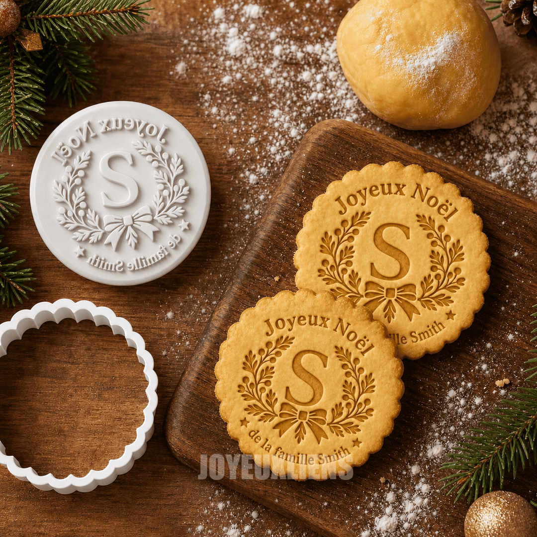 Tampons et emporte-pièces à biscuits — Joyeux Noël de la part de la famille
