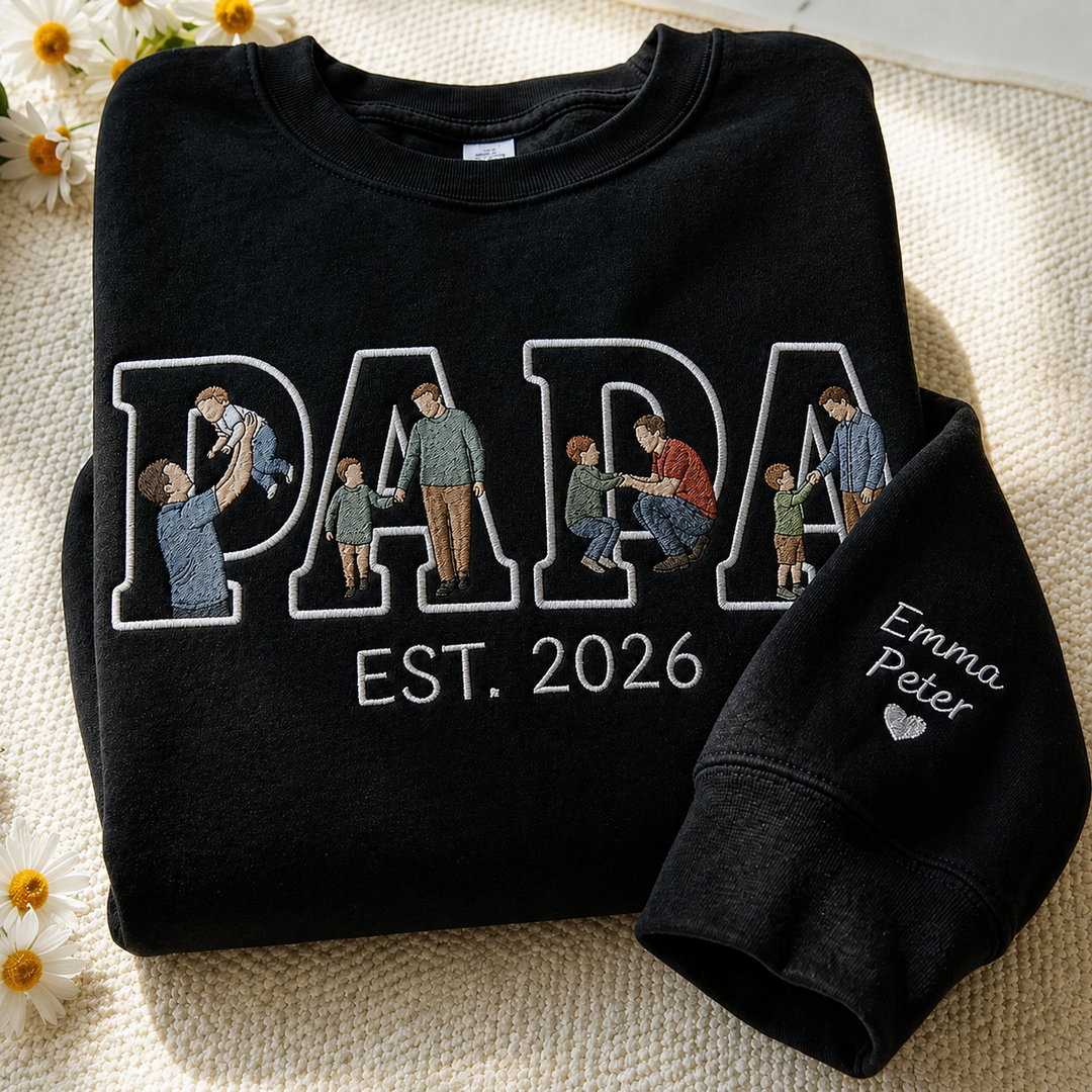 T-shirts et sweat-shirts personnalisés brodés à partir de photos pour papa et maman
