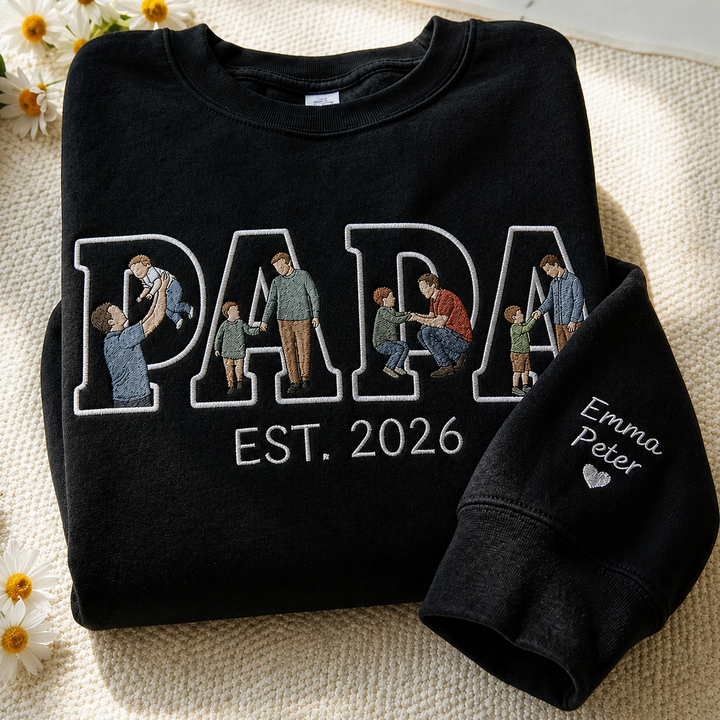 T-shirts et sweat-shirts personnalisés brodés à partir de photos pour papa et maman