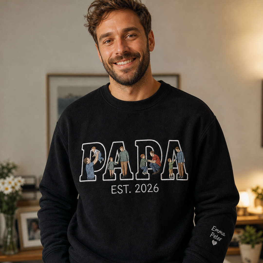T-shirts et sweat-shirts personnalisés brodés à partir de photos pour papa et maman