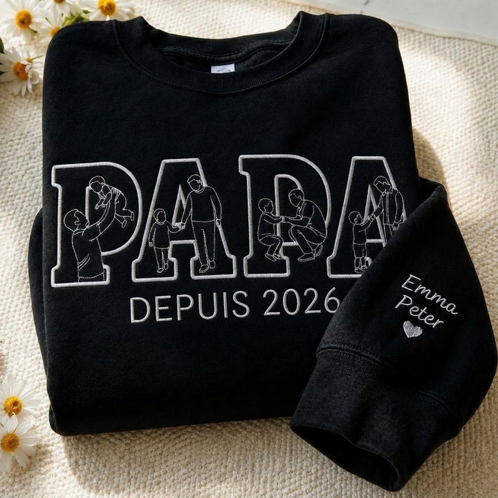 T-shirts et sweat-shirts personnalisés brodés à partir de photos pour papa et maman