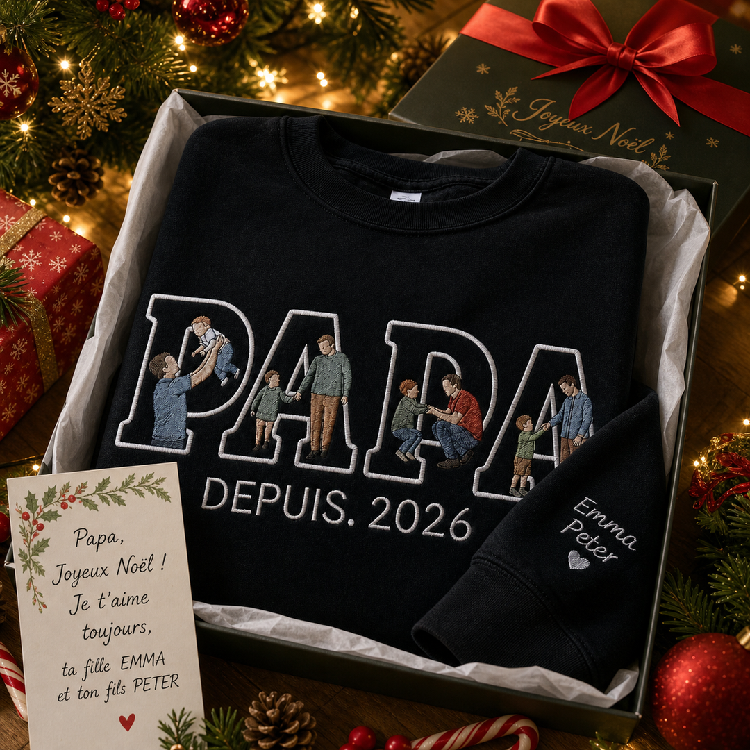 T-shirts et sweat-shirts personnalisés brodés à partir de photos pour papa et maman