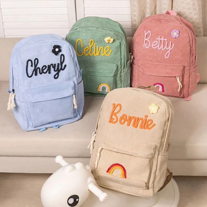 Sac à dos personnalisé pour enfant – Sac à dos en velours côtelé avec nom personnalisé pour l'école, la danse et les cadeaux