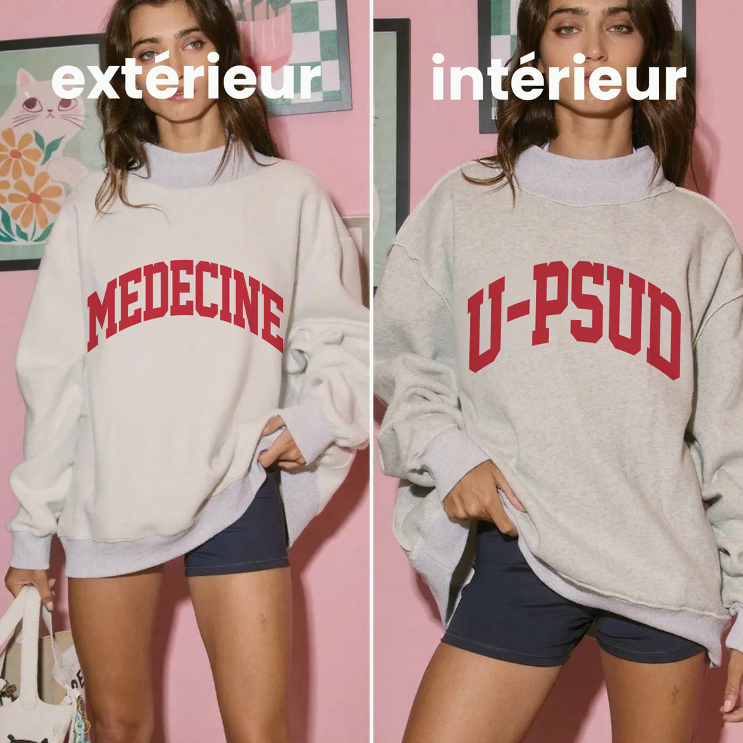 Sweat-shirt à col montant réversible – Montrez votre esprit d’équipe universitaire