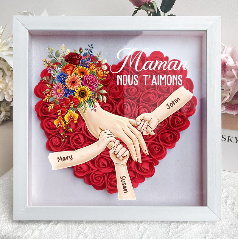 Cadre personnalisé “Maman main dans la main” avec prénoms – Cadeau émouvant pour la Fête des Mères