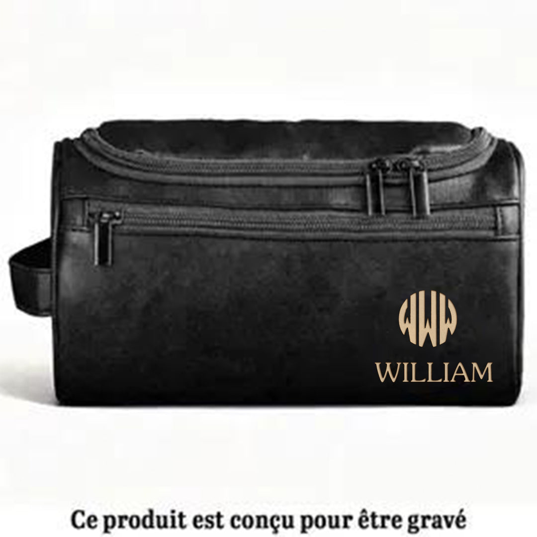Trousse De Toilette En Cuir Gravée Personnalisée – Cadeaux D’Anniversaire Personnalisés Pour Papa, Frère